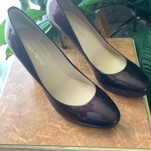 Nordstrom 7.5 Purple Patent Leather Ivanka Trump Platform Heels - Picture 3 of 10